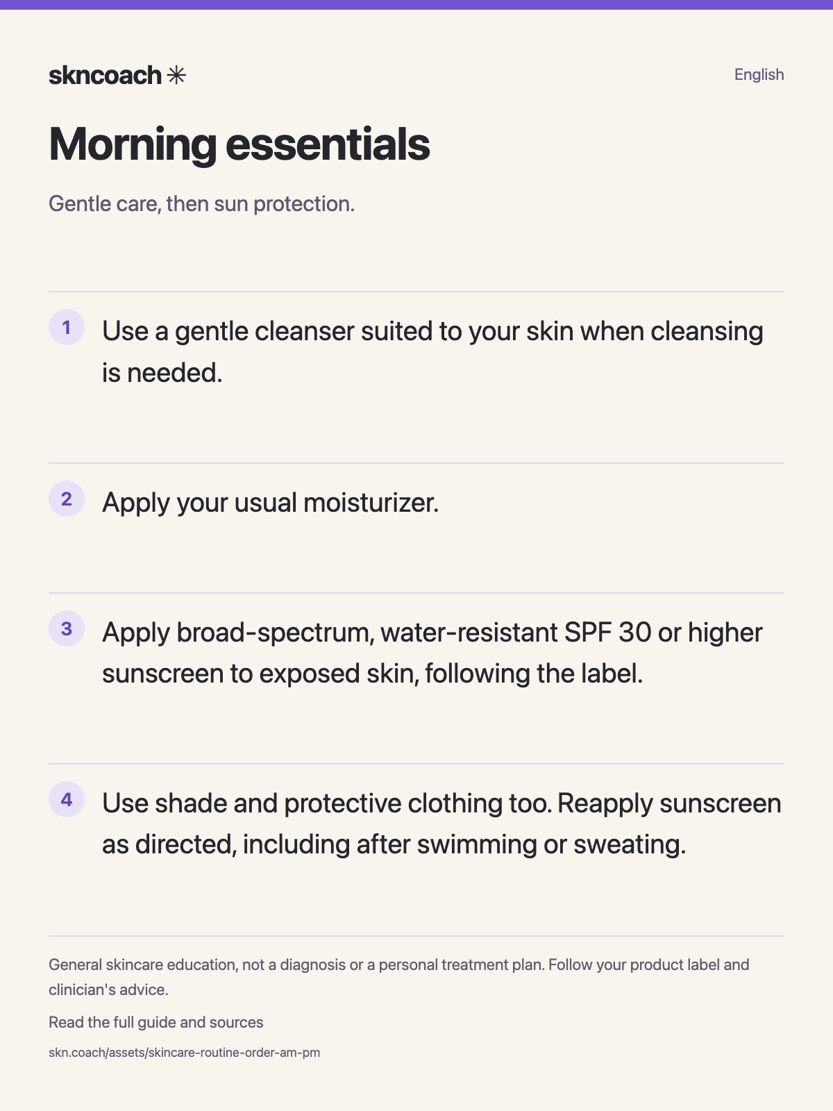 Morning essentials: Gentle care, then sun protection.