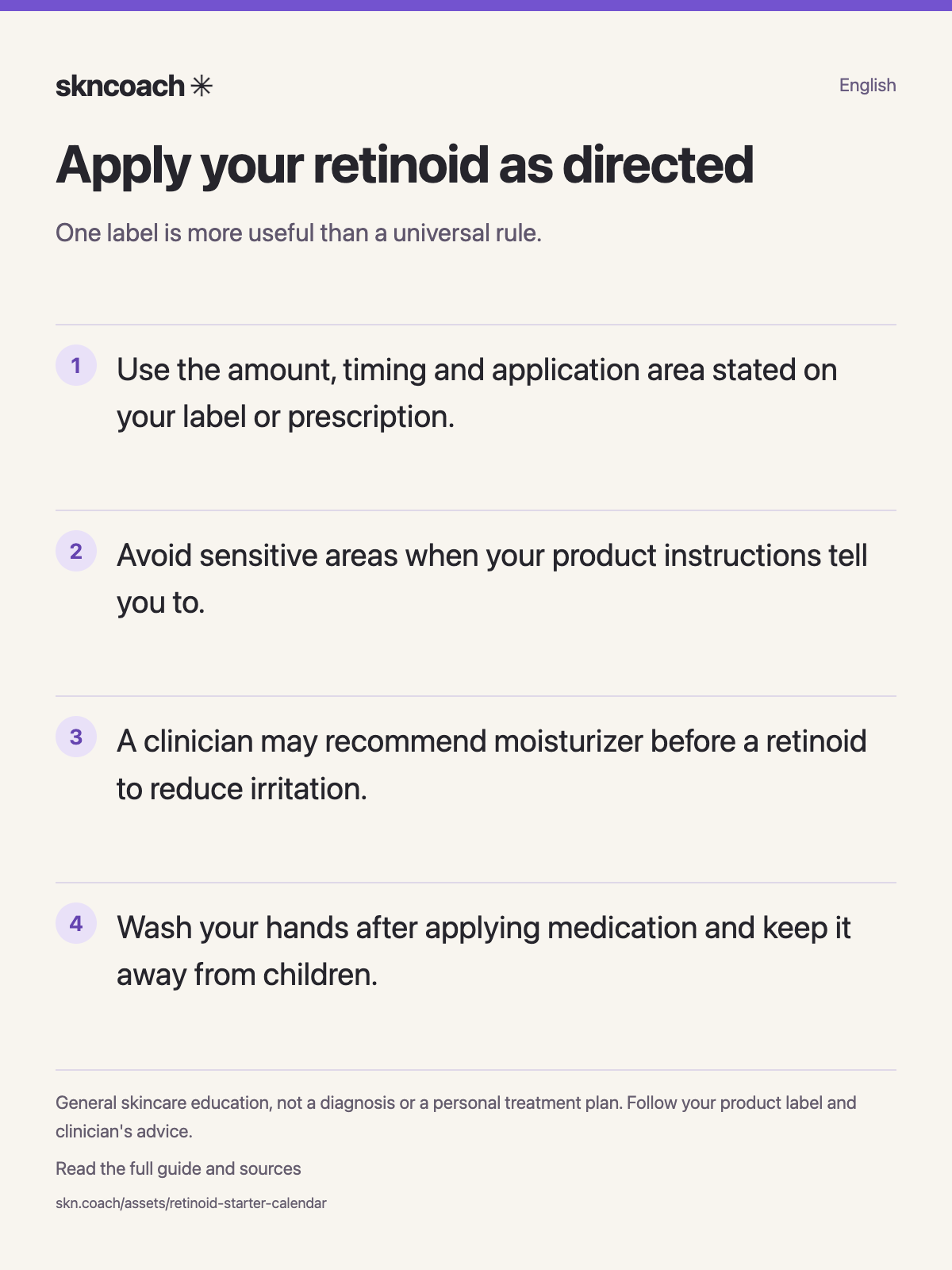 Apply your retinoid as directed: One label is more useful than a universal rule.
